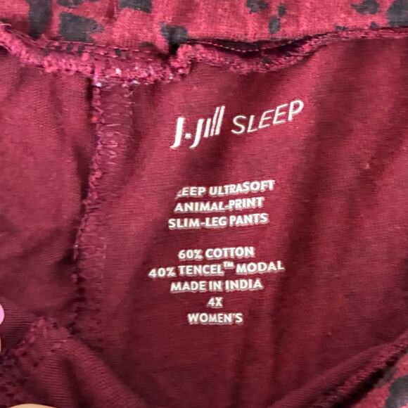 J Jill Sleep Ultrasoft Animal Print Slim Leg Pants 4X Red Black Leopard Print - Picture 4 of 11